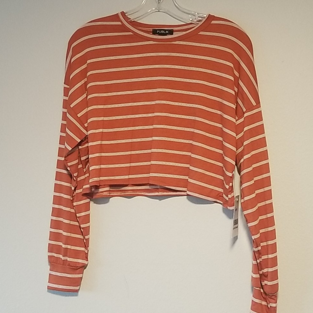 NWT Rust orange striped crop top